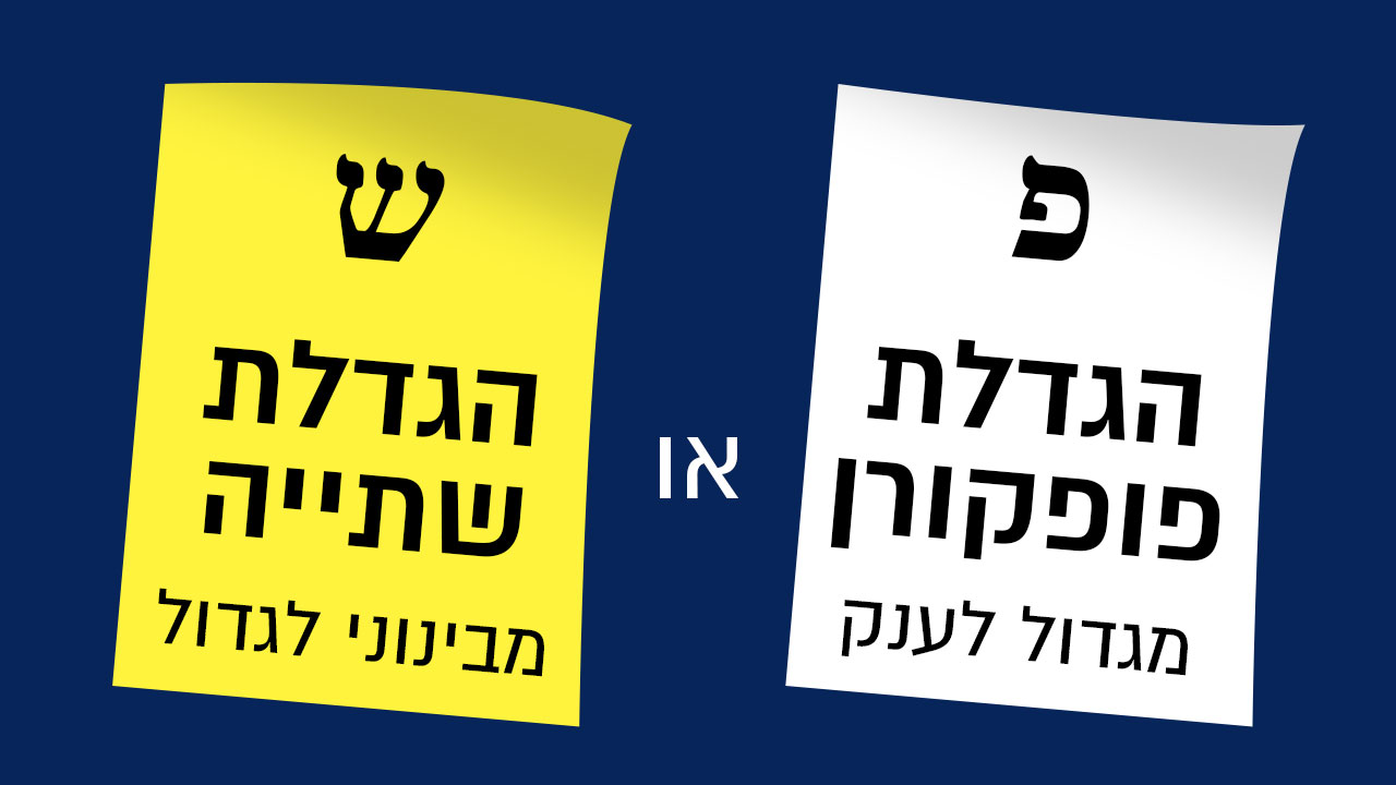 הגדלת פופקורן מגדול לענק או הגדלת שתייה מבינוני לגדול